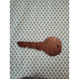 Vintage MCM Brown Wood Key Shaped Key Ring Hook Holder  Pegs 14.5 x 6.25"